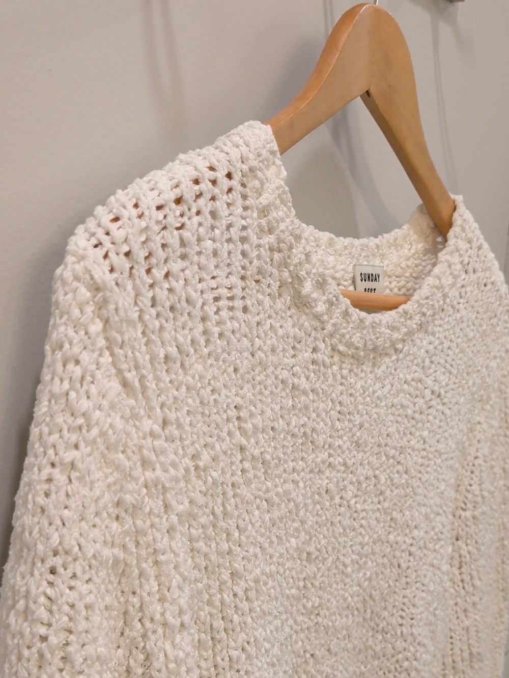 SUNDAY Best Cream Open-Weave Crewneck Sweater